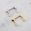 TEARDROP CZ DANGLE SEASHELL 316L SURGICAL STEEL NIPPLE RING